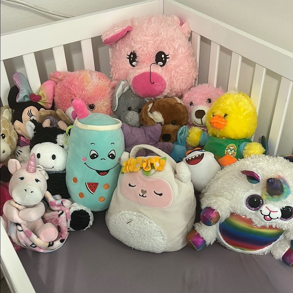 Plush Animal Toy Set - Pink, White, Multicolor